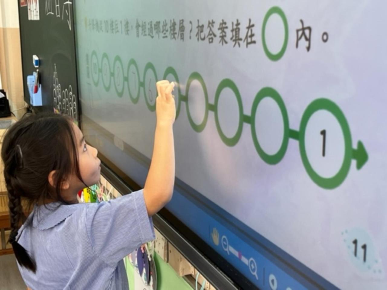 同學於課堂上利用電子白板展示所學